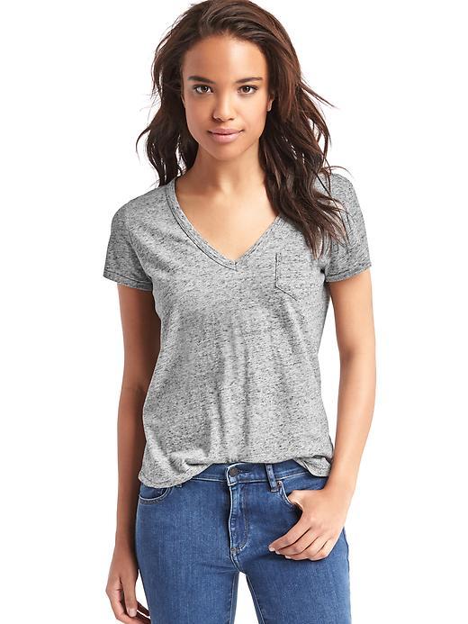 Gap Vintage Wash Sueded V Neck Tee - Heather Grey