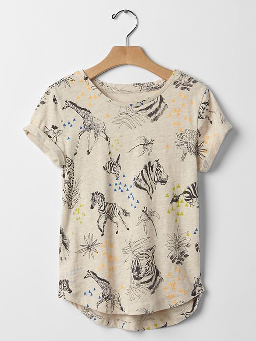 Gap Safari Jungle Print Tee - Oatmeal Heather