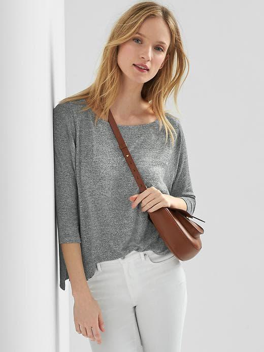 Gap Women Softspun Boatneck Batwing Top - Charcoal