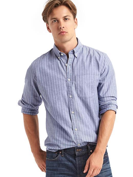 Gap Men Oxford Novelty Stripe Long Sleeve Shirt - Deep Cobalt