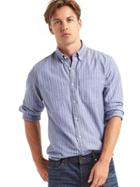 Gap Men Oxford Novelty Stripe Long Sleeve Shirt - Deep Cobalt