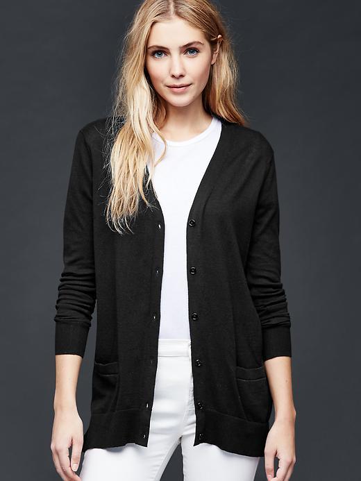 Gap V Neck Cardigan Sweater - True Black Knit