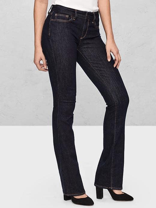 Gap Women Mid Rise Curvy Perfect Boot Jeans - Rinsed Denim