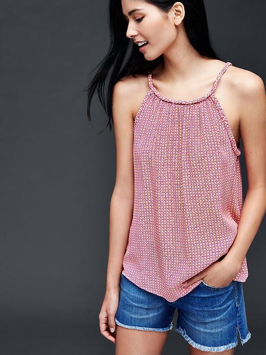 Gap Women Print Braid Halter Tank - Paisley Pink