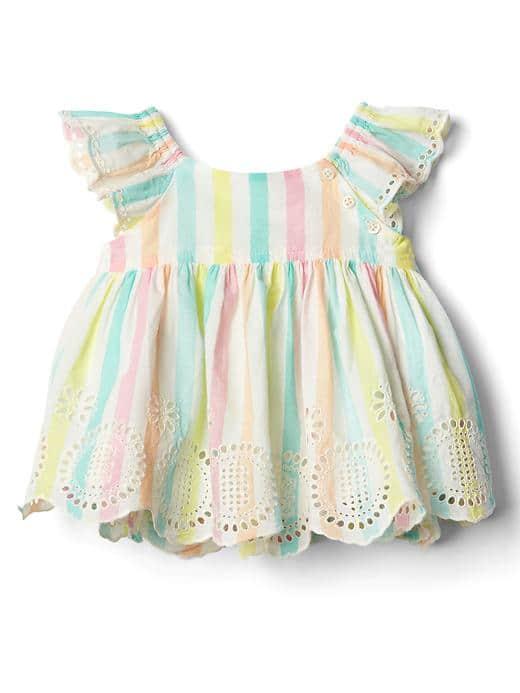 Gap Women Pastel Stripe Eyelet Flutter Top - Multi Stripe