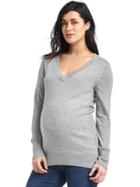 Gap Women Brooklyn V Neck Sweater - Medium Grey Heather