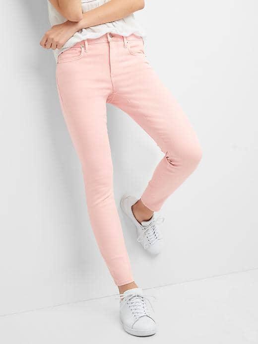 Gap Women Mid Rise True Skinny Ankle Color Jeans - Soft Pink