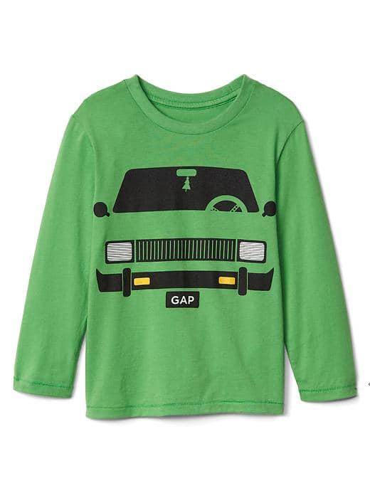 Gap Graphic Long Sleeve Crew Tee - Stem Green