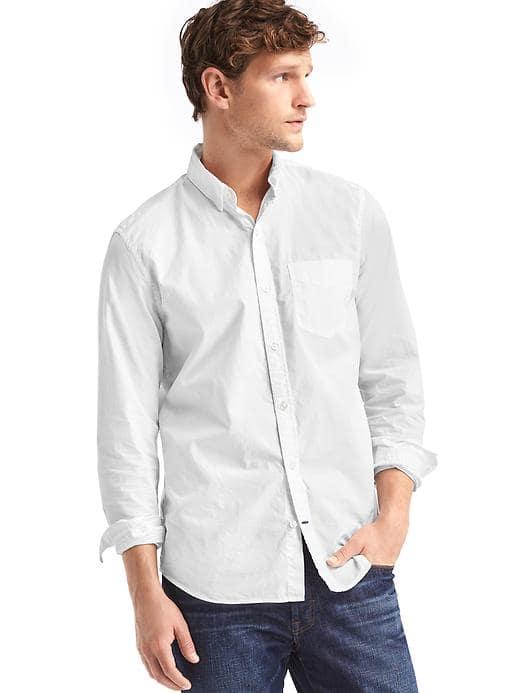Gap True Wash Poplin Slim Fit Shirt - White