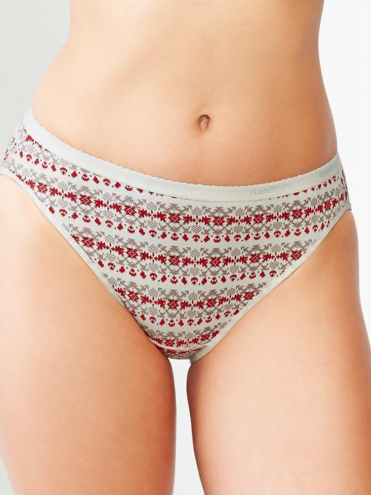 Gap Women High Cut Stripe Bikini - Chalk Printed Fairisle
