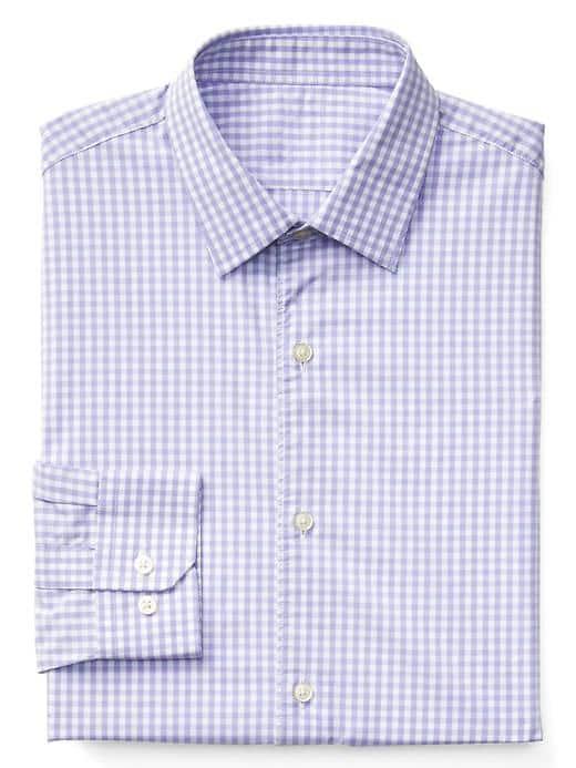 Gap Men Stretch Poplin Gingham Slim Fit Shirt - Warm Violet 568