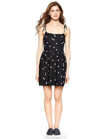 Gap Strappy Printed Fit &amp; Flare Dress - White Star Print