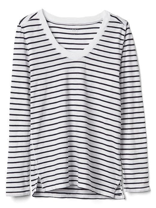 Gap Women Stripe Scoopneck Tee - White Stripe