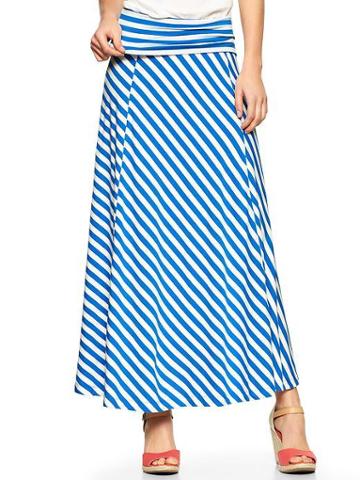 Gap Stripe Foldover Maxi Skirt - Blue Stripe