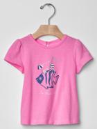 Gap Fish Fun Graphic Tee - Neon Light Pink