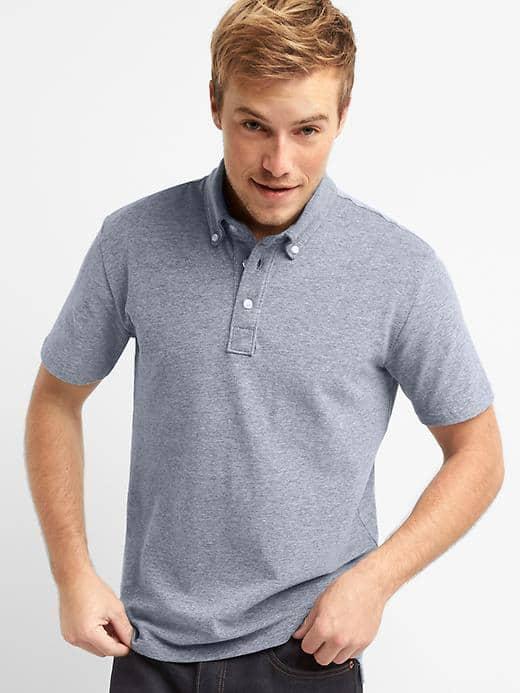 Gap Pique Oxford Slim Fit Polo - Blue Oxford