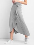 Gap Women Stripe Wrap Midi Skirt - Grey Stripe