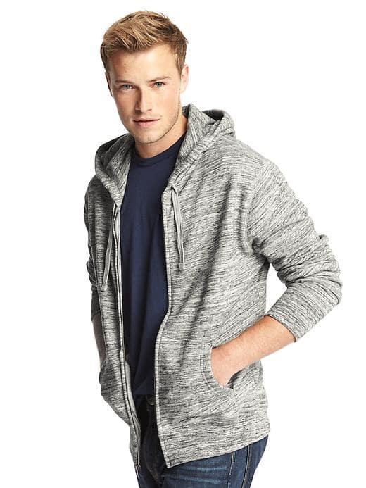 Gap Men French Terry Zip Hoodie - New Heather Grey