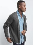 Gap Men Cotton Linen V Neck Cardigan - Soft Black