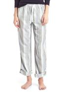 Gap Women Lodge Flannel Print Roll Tab Sleep Pants - Blue Stripe