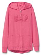 Gap Women Textured Logo Zip Hoodie - Sugar Coral