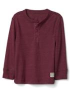 Gap Logo Long Sleeve Henley - Red Delicious