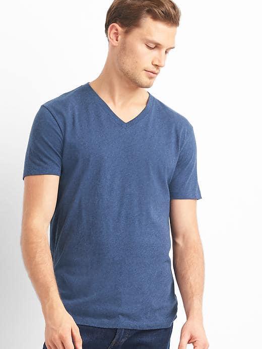 Gap Men Essential V Neck T Shirt - Navy Heather