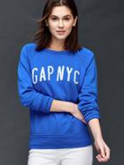 Gap Logo Nyc Crew Pullover - Bristol Blue