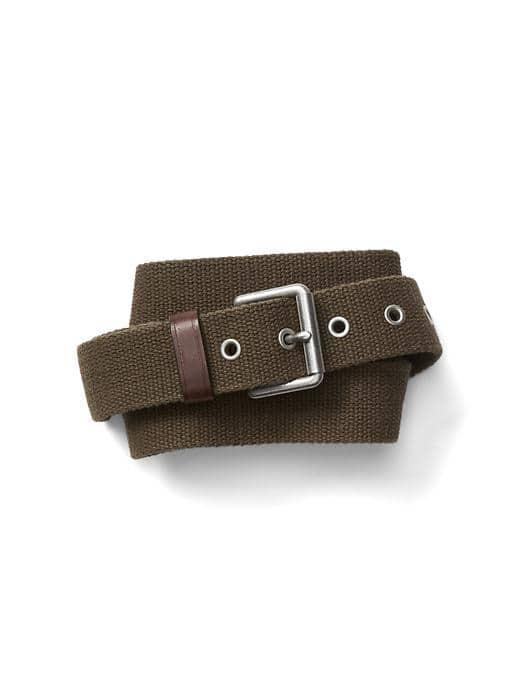 Gap Men Textured Canvas Belt - Olive