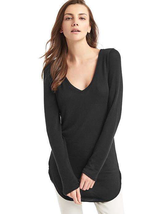 Gap Softspun Knit V Neck Tunic - True Black