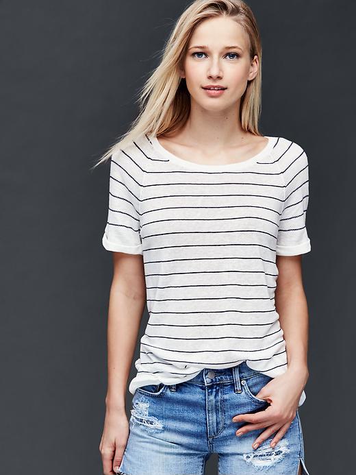 Gap Women Raglan Stripe Sweater - Dark Night