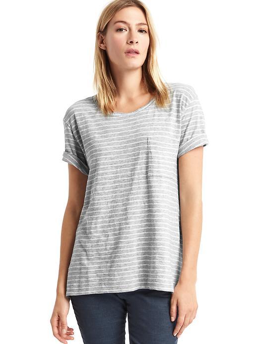 Gap Women Relaxed Slub Stripe Tee - Grey Stripe