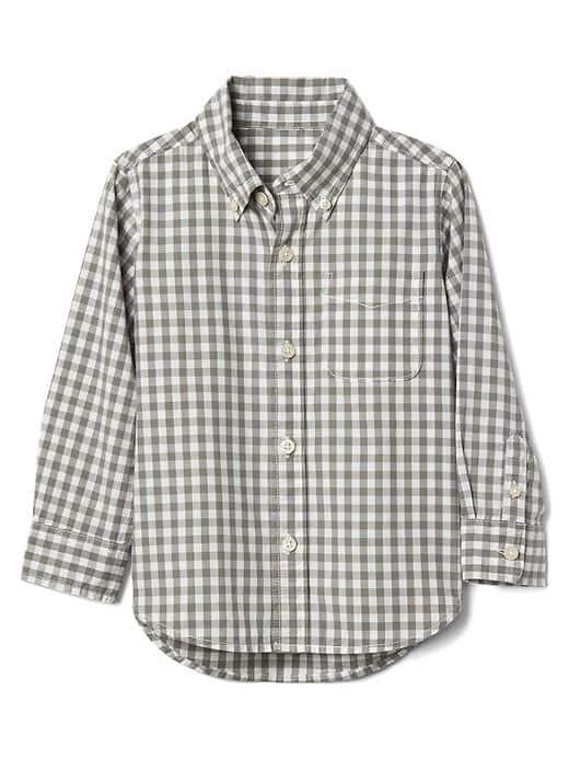 Gap Gingham Poplin Button Down Shirt - Oxide Grey