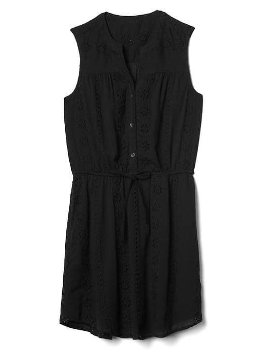 Gap Women Sleeveless Eyelet Shirtdress - True Black