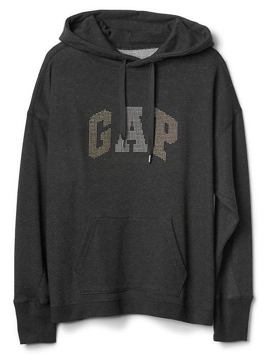 Gap Women Stud Logo Pullover Hoodie - Charcoal Heather