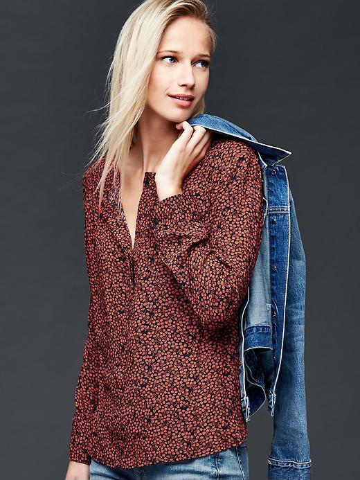 Gap Women Shirred Print Blouse - Cherry Print