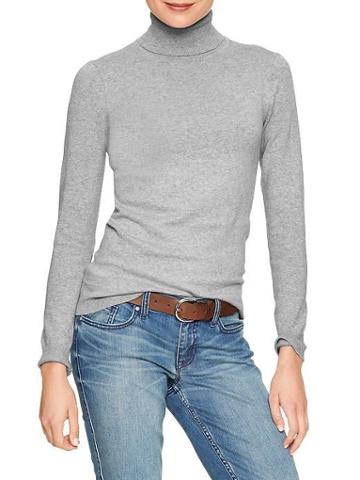 Gap Women Factory Turtleneck Sweater - Heather Grey