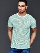 Gap Men Vintage Wash Feeder Stripe T Shirt - Green Stripe