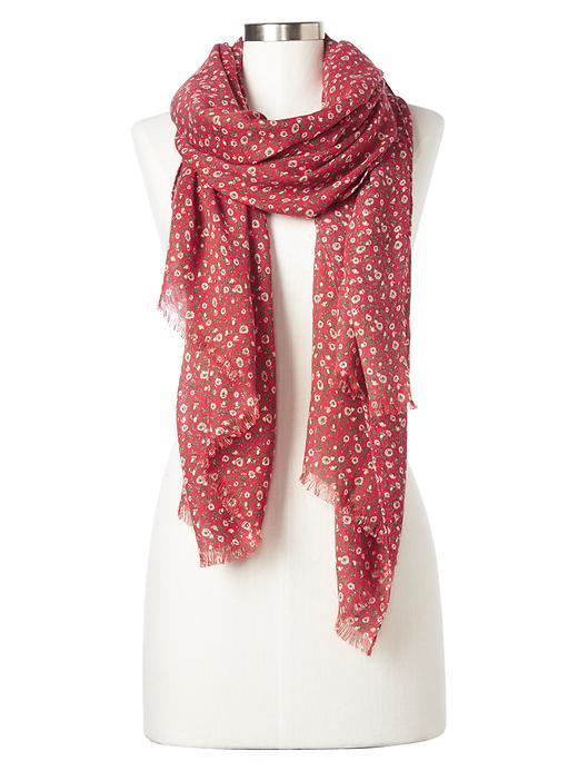 Gap Women Wool Ditsy Floral Scarf - Red Tulip
