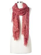 Gap Women Wool Ditsy Floral Scarf - Red Tulip
