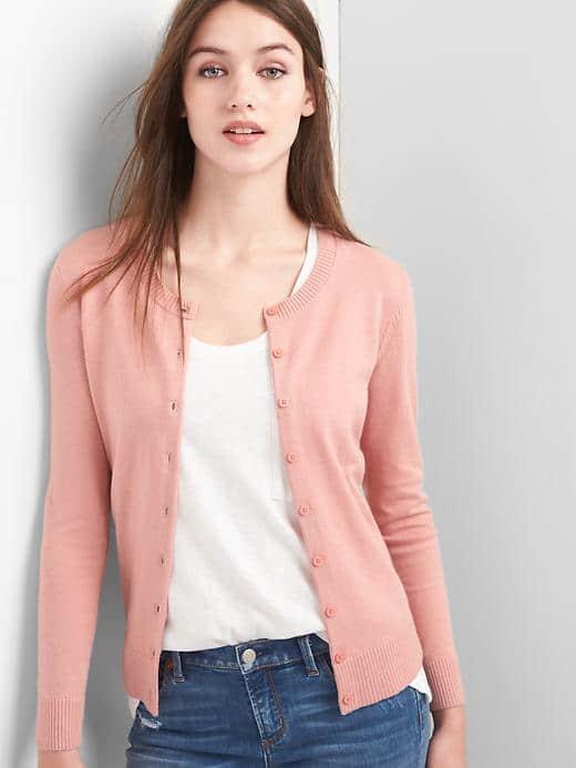 Gap Women Crewneck Cardigan - Passion Rose