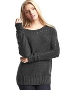 Gap Chunky Pointelle Sweater - Charcoal Heather