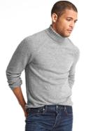 Gap Men Merino Wool Blend Turtleneck Sweater - Light Gray