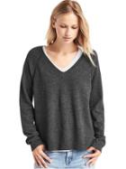 Gap Women Relaxed V Neck Sweater - Charcoal Heather