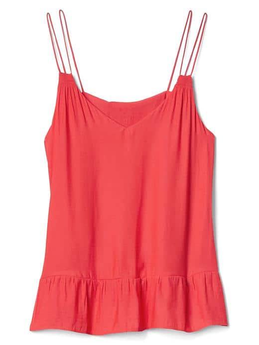 Gap Women Double Strap Peplum Cami - Hula Red