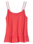 Gap Women Double Strap Peplum Cami - Hula Red