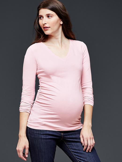 Gap Pure Body Long Sleeve V Neck Tee - Misty Rose