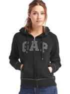 Gap Women Metallic Logo Zip Hoodie - True Black