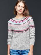 Gap Women Circular Fair Isle Sweater - Heather Grey