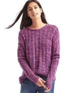 Gap Women Marled Chunky Crewneck Sweater - Pink Marl